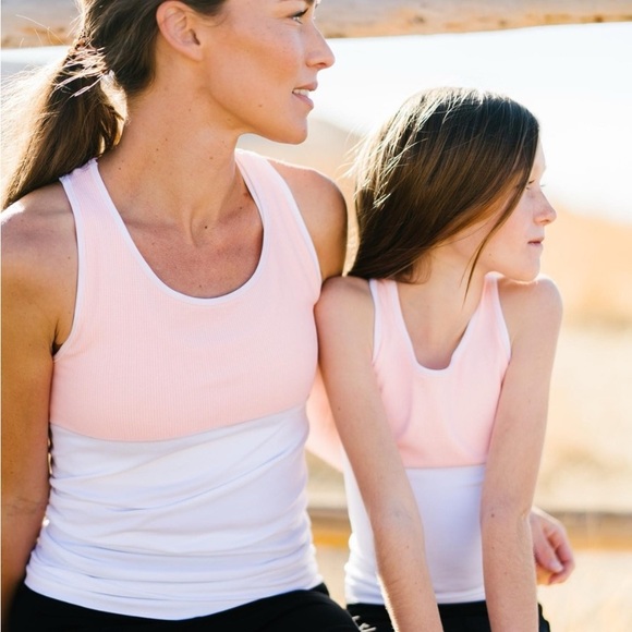 ZYIA Tops - ZYIA Freshness Racer Tank in Pink & White | Women’s Small